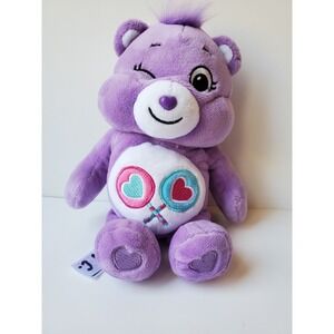 Plush 8" Care Bears Share Bear Unlock the Magic Purple Lollipop Wink‎